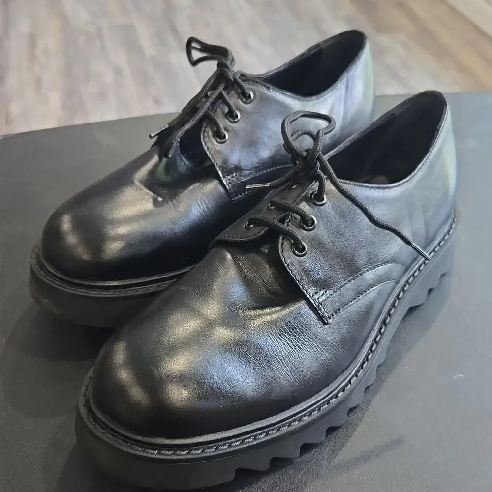 🐢 Zara Patent Leather Derby Platform Shoes