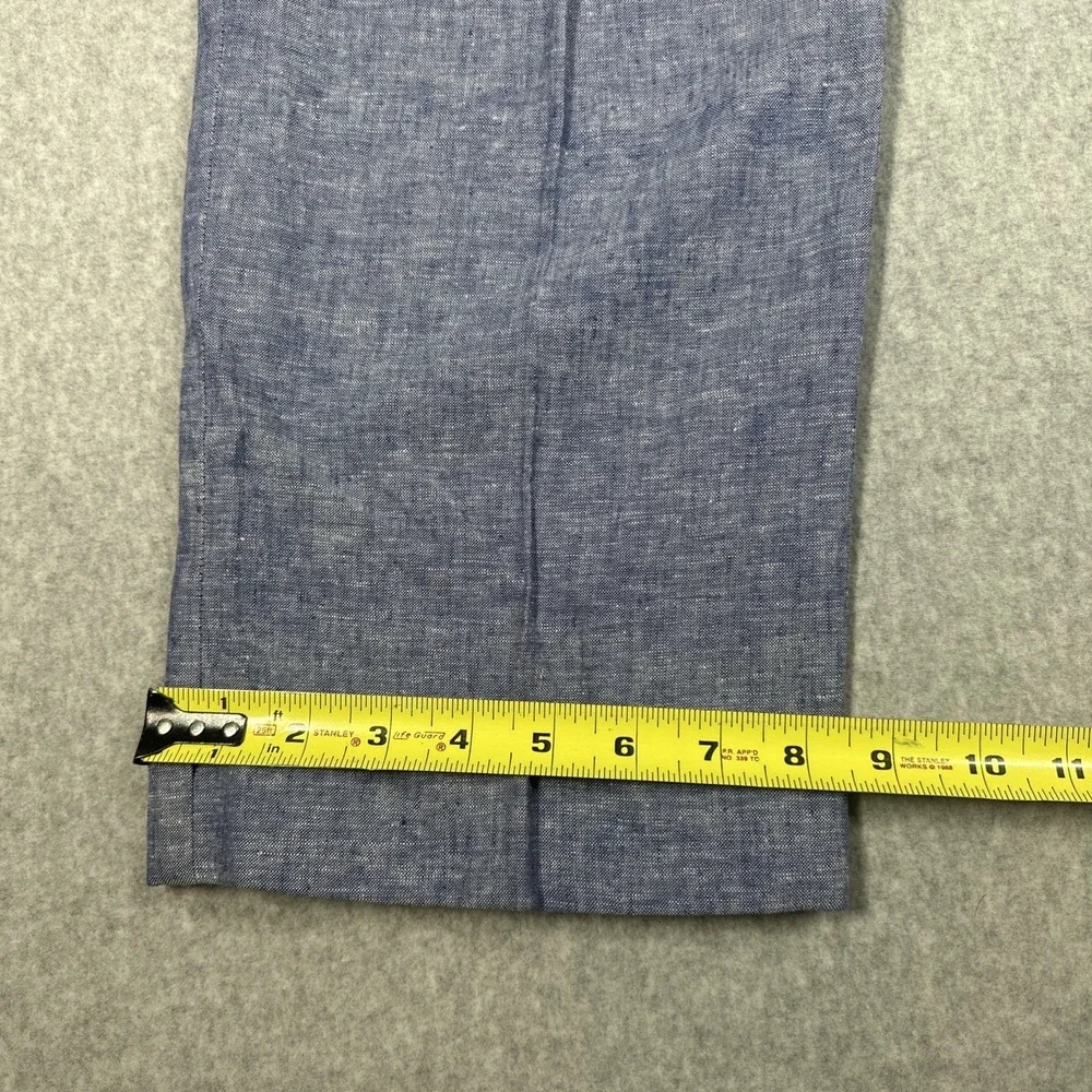Alan Flusser Pleated Linen Rayon Blend Pants Men's 34x30 Blue Trousers Cuffed