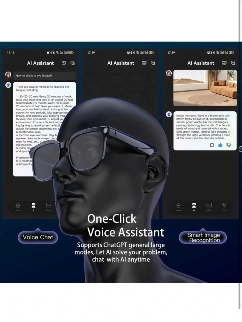 AI smart glasses with camera and audio 8MP HD camera glasses for men women