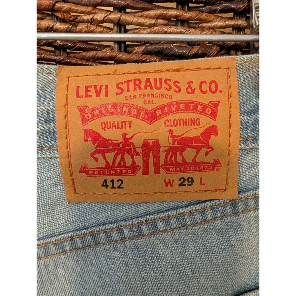 Levi's 412 Mens Jorts Distressed Frayed Hem Jean Shorts 29 Bermuda Slim Fit