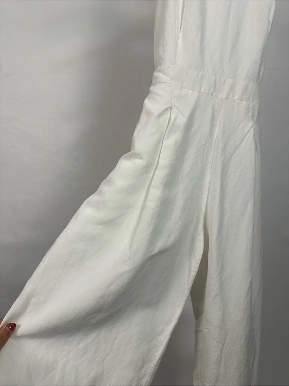 Banana Republic White Sleeveless Tie-Waist Cropped Linen Jumpsuit