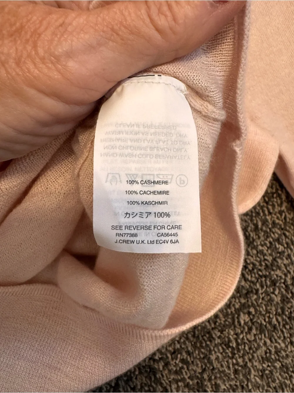 J. Crew Cashmere Blush Pink Ruffle Bell Sleeve Lightweight Sweater Size Small