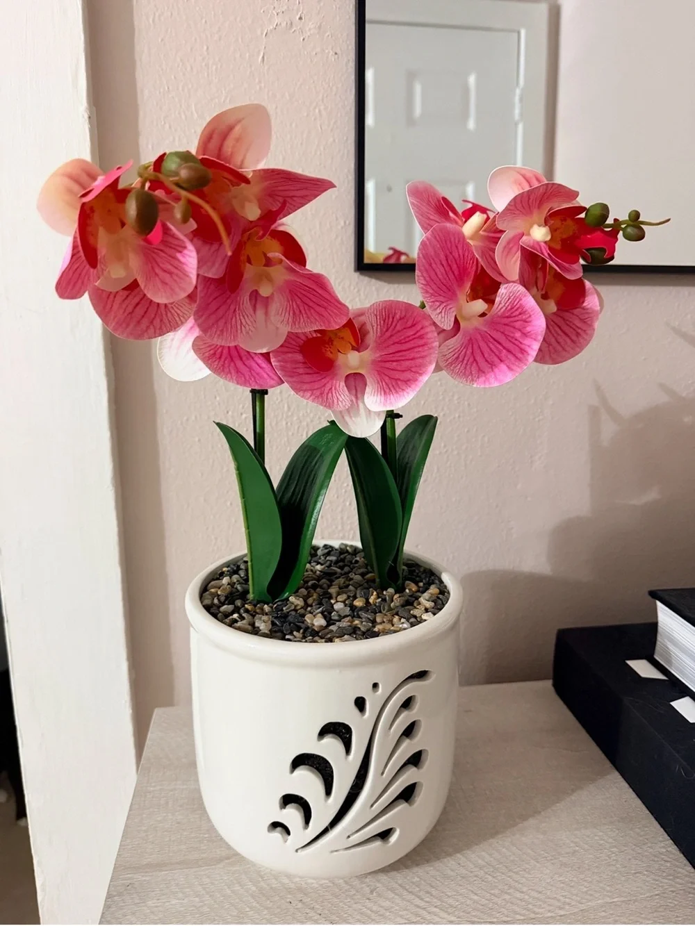 Artificial Pink Orchid Potted Accent