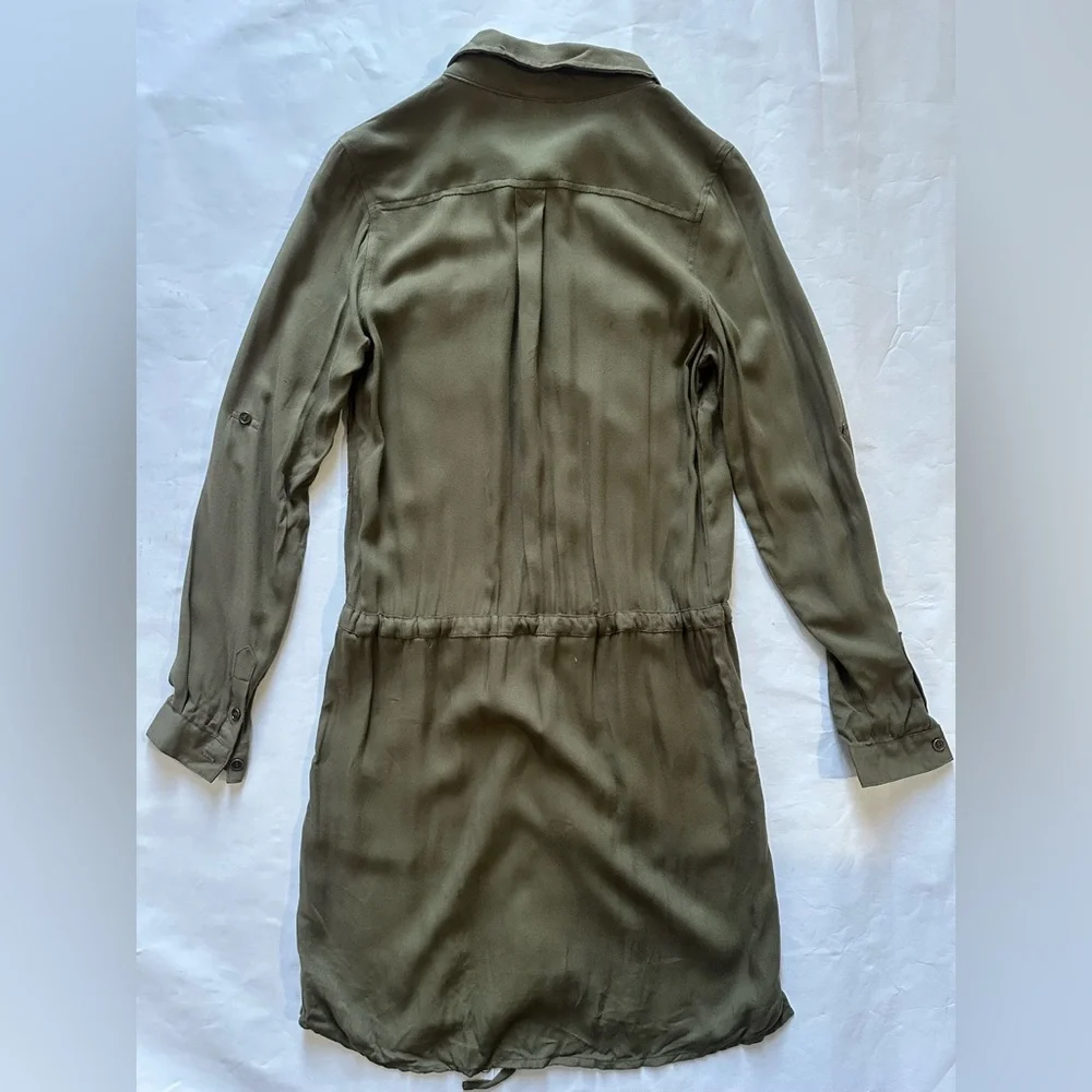 Japna Olive Green Button-Up Shirt Dress