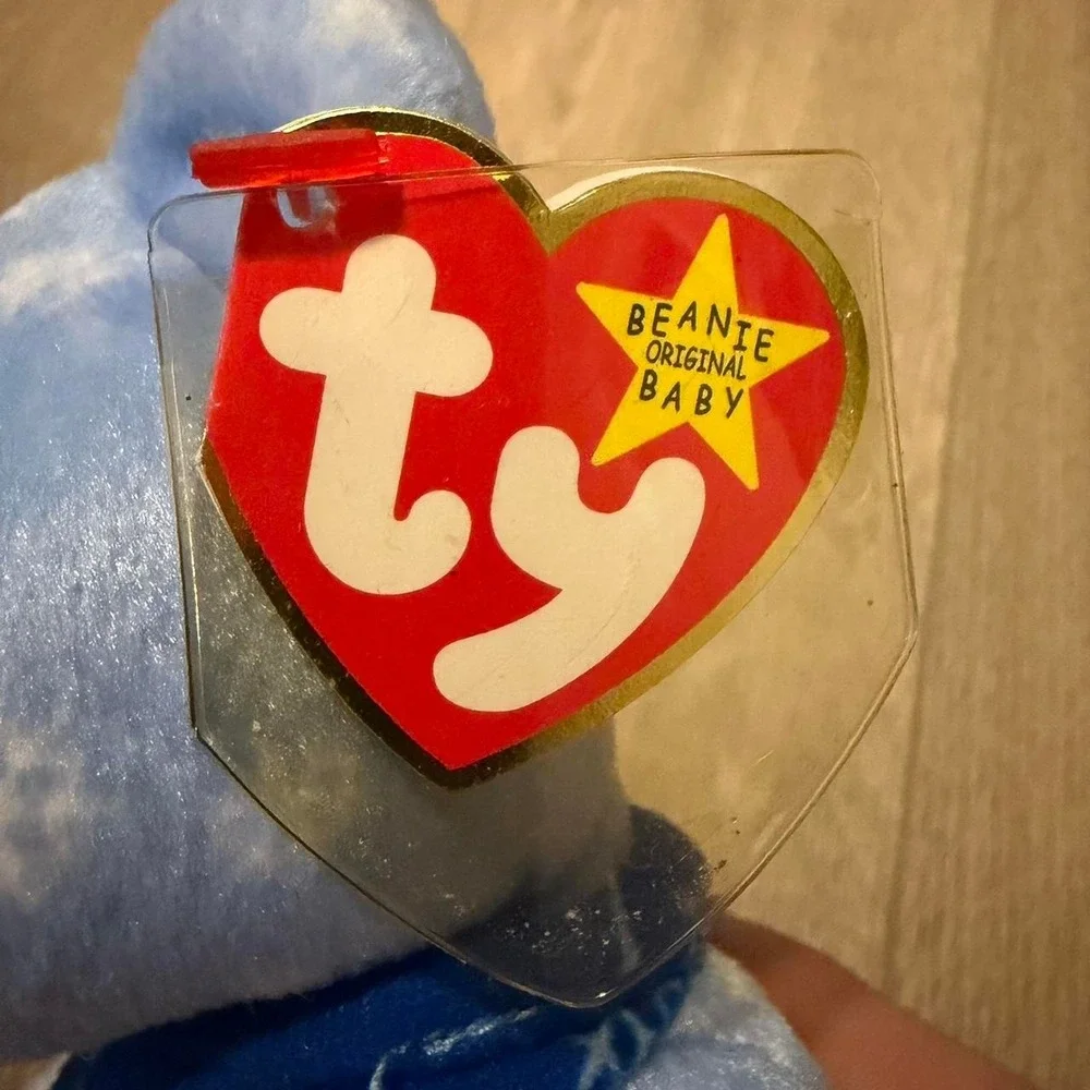 Ty Beanie Babies 1999 Holiday Teddy Blue Snowflake Bear w/ Tags Retired PE
