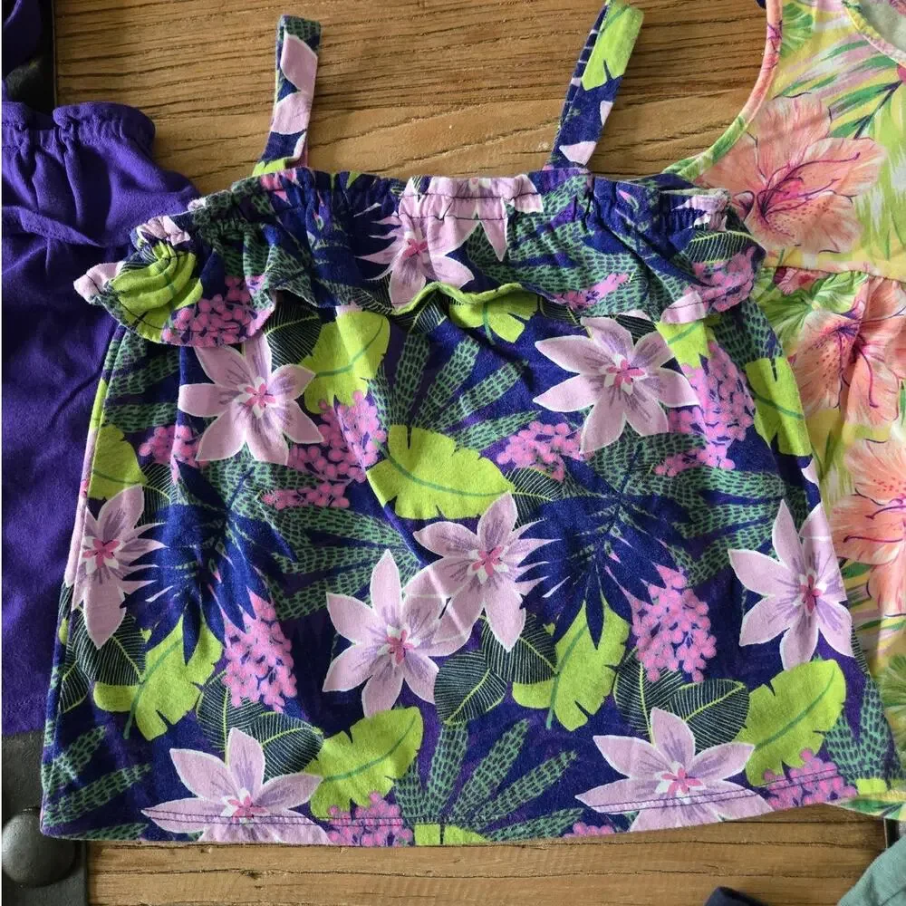 Girls Tropical Floral Print Summer 8 piece bundle sz 4T