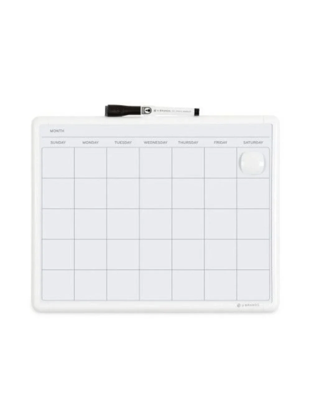U Brands 11x14 Magnetic Dry Erase Monthly Calendar White Contempo Frame New