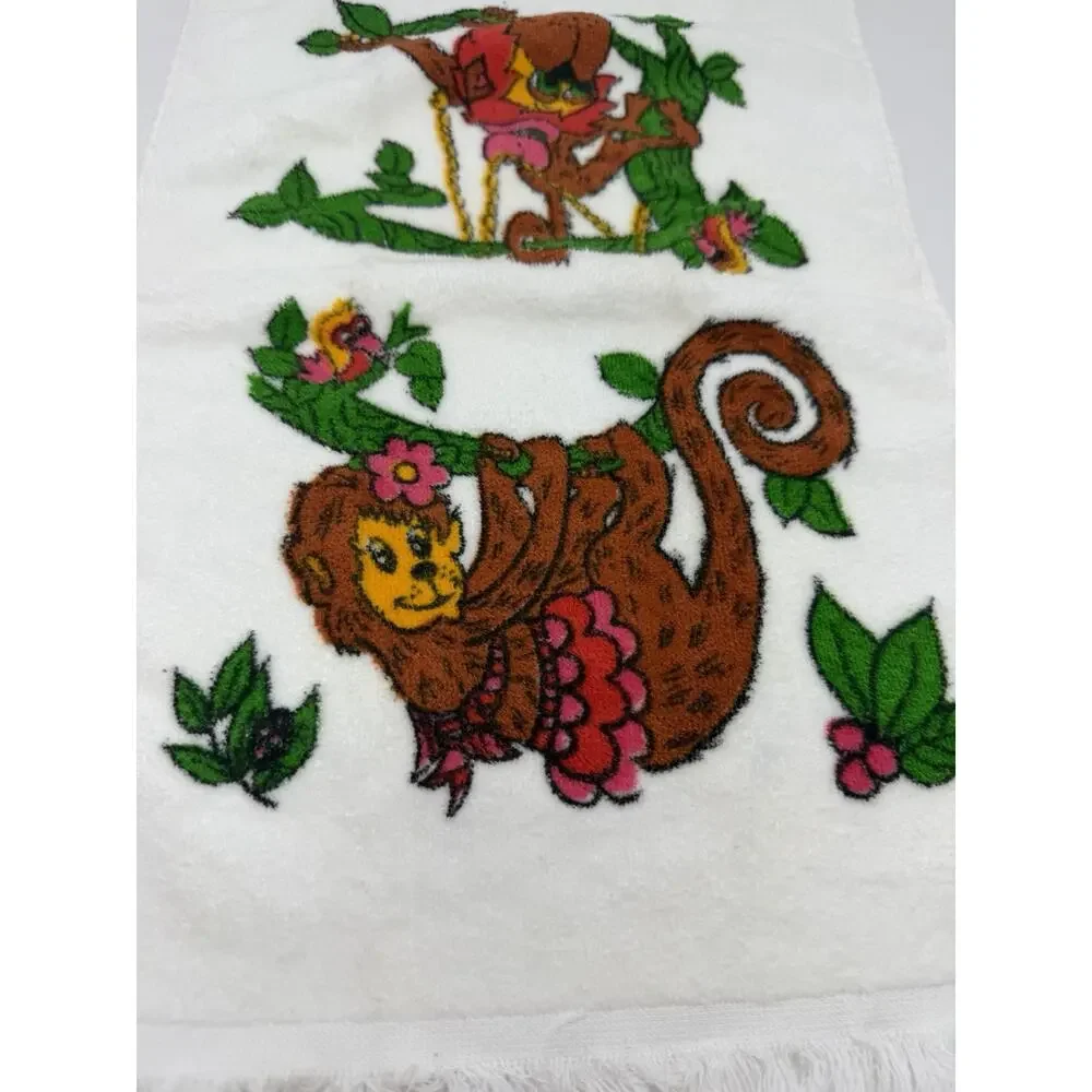 Vintage Cannon Jungle Animal 1Monkeys 1960s Hand Towel