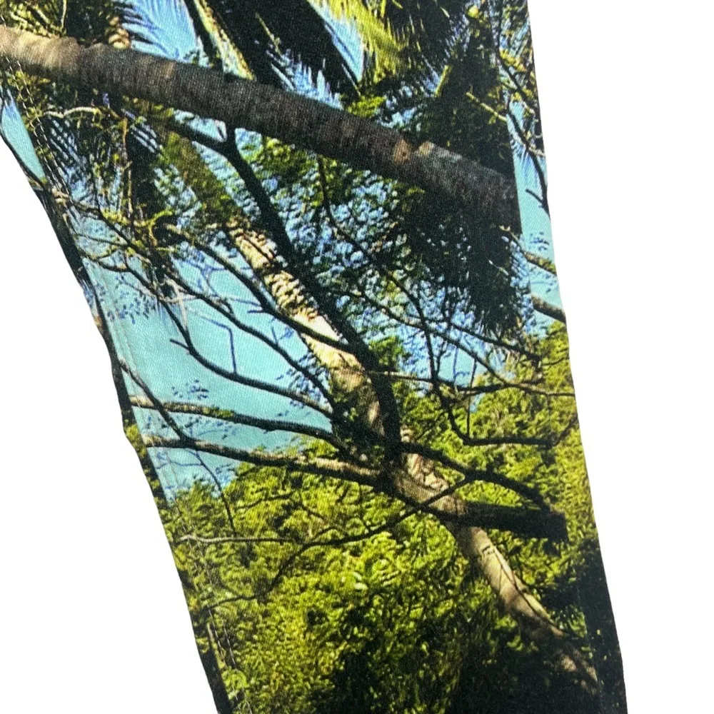 Hudson Micro Nico Super Skinny Jeans Light Wash With Tree Print‎ Sz 25