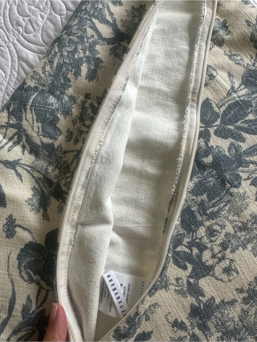 Pottery Barn Sorrel Toile Throw Pillow Cover in Blue on Cream