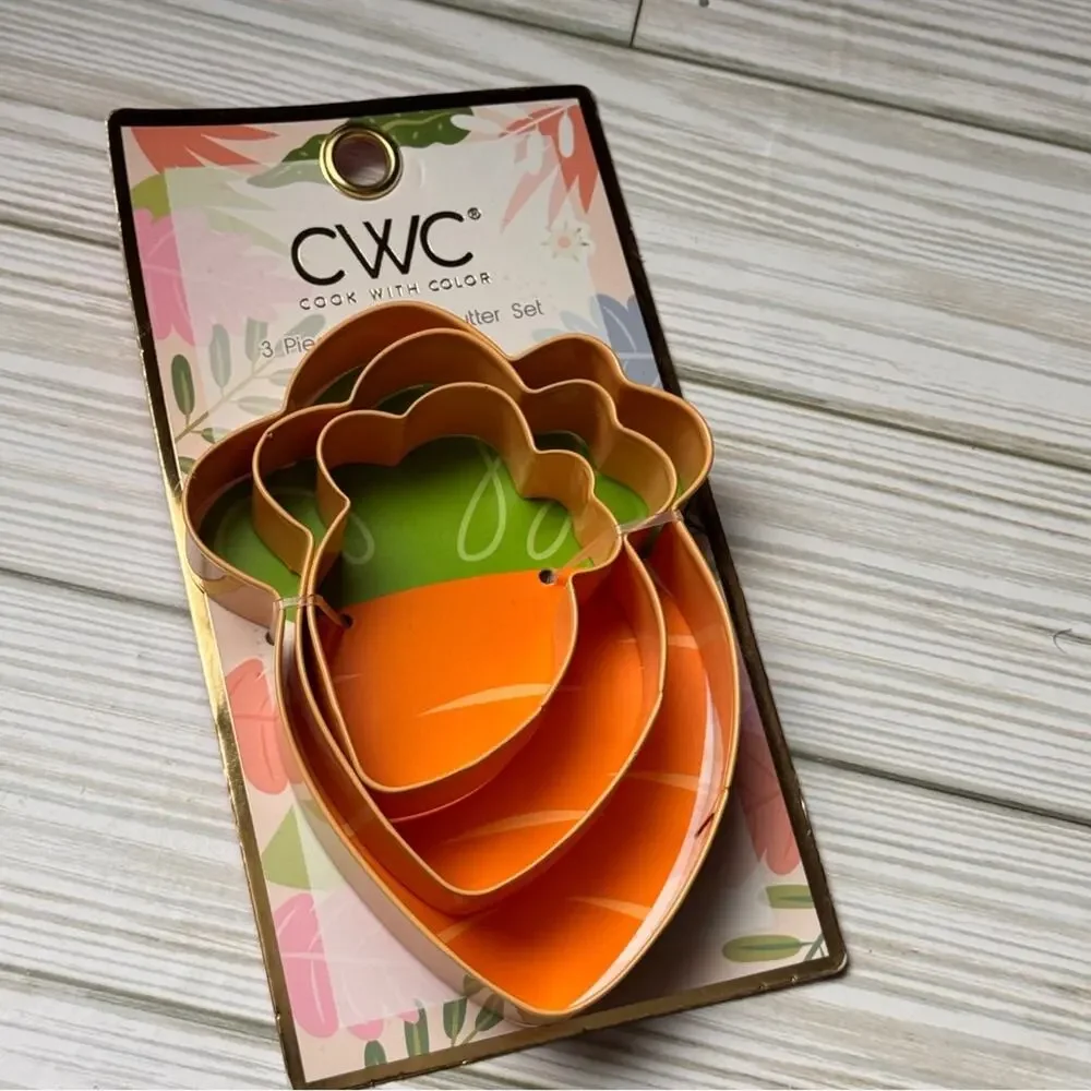 CWC Orange  Carrot Shape Three Piece Cookie Cutter Set