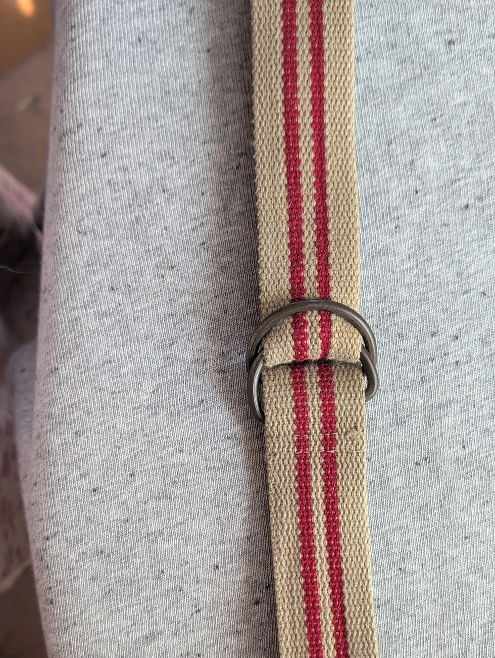 Canvas Belt Vintage Red Stripe Ring Buckle 44