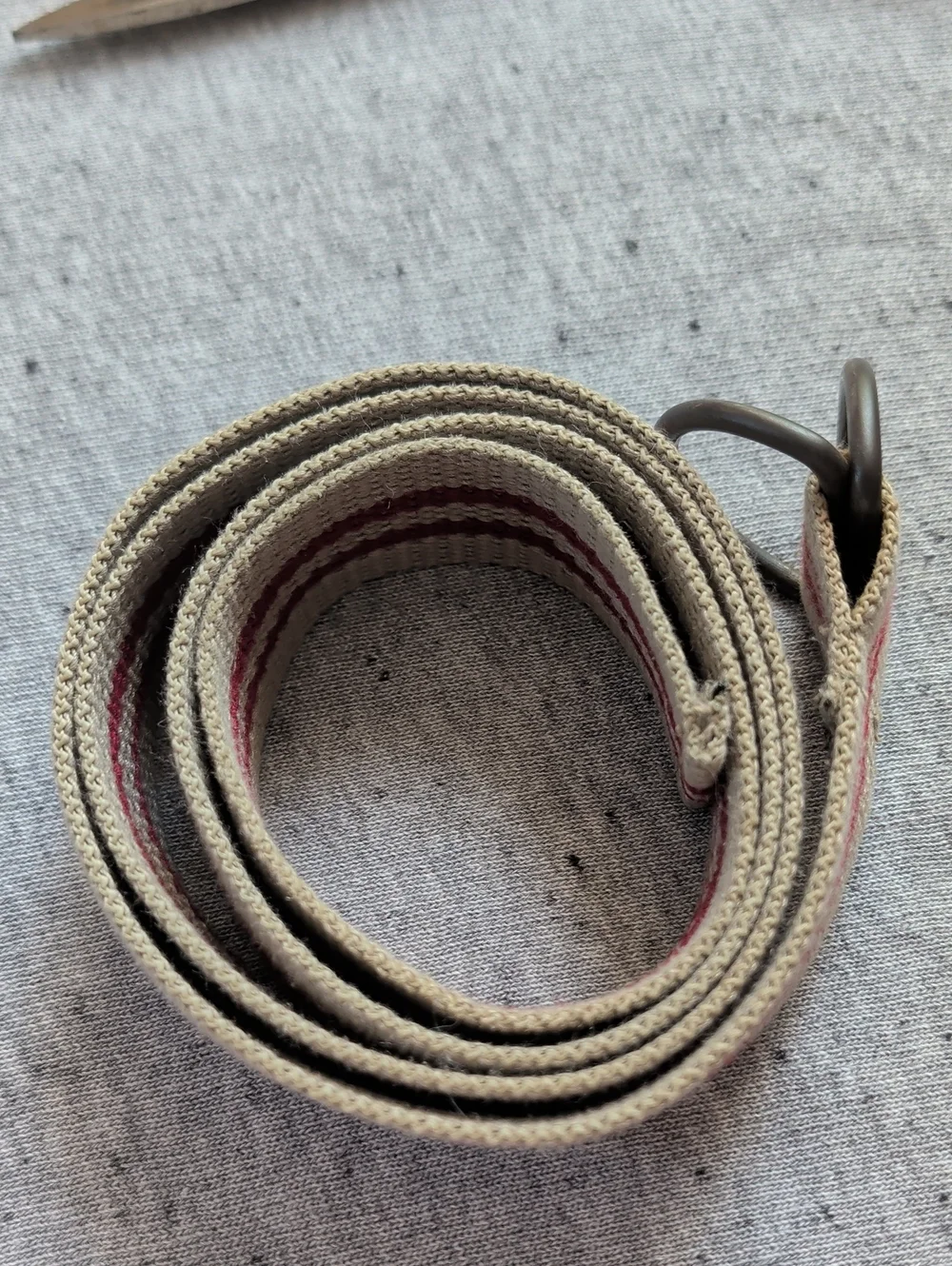 Canvas Belt Vintage Red Stripe Ring Buckle 44