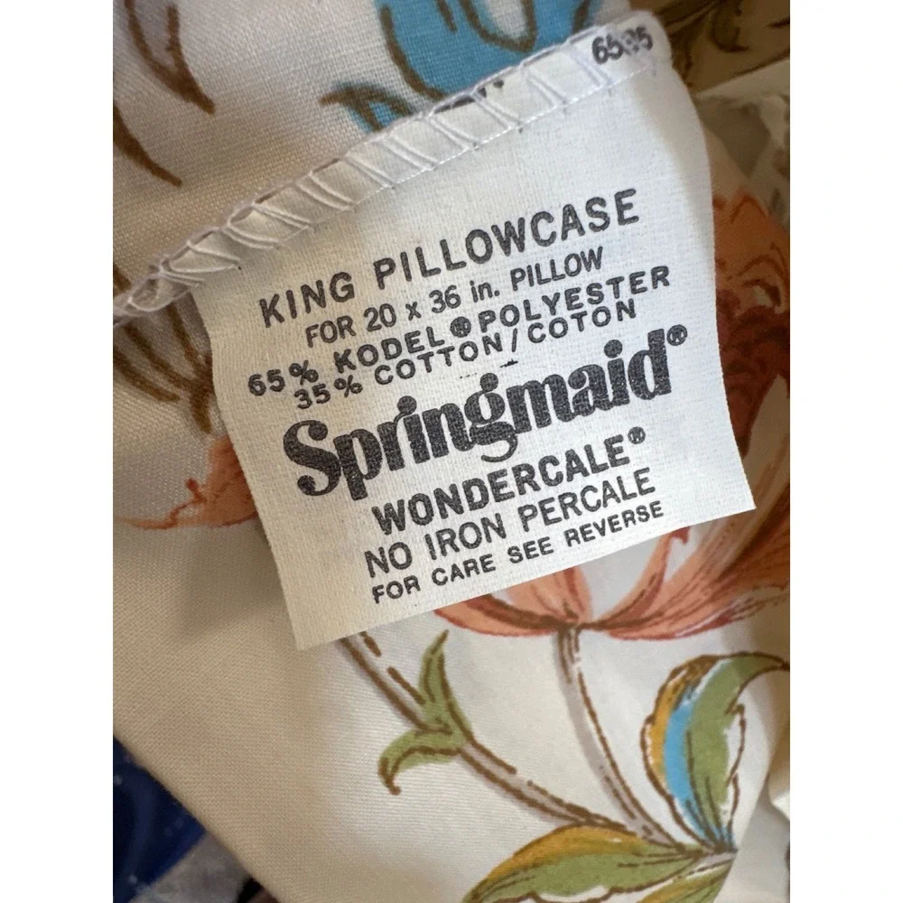 Vintage Springmaid Wondercale King Pillowcase Set Floral No Iron Percale Custom
