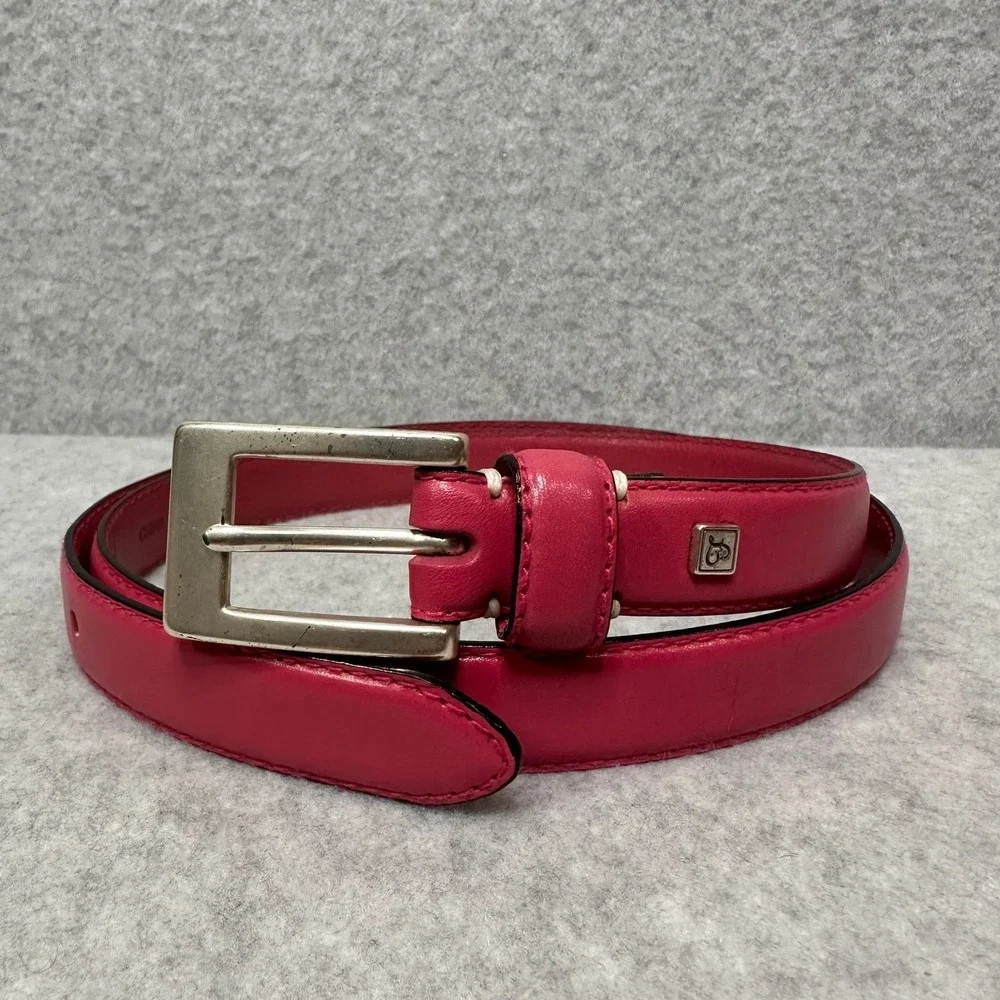Fossil Genuine Leather Women's Pink Belt Size L Buckle Closure Thin Minmimalism