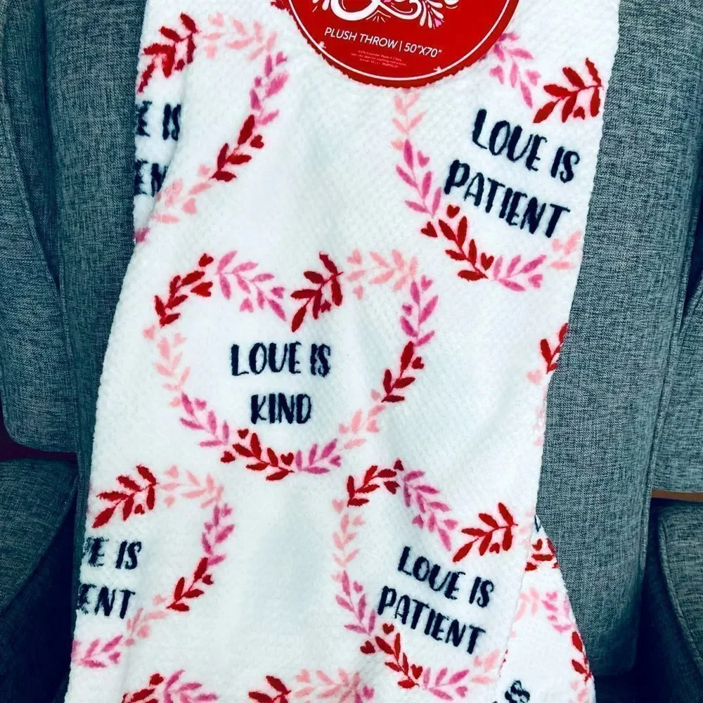 Love is Patient, Love is Kind Valentine Jacquard Plush Throw Blanket