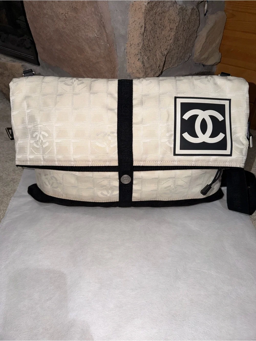 COA include CHANEL Cream and Black Messenger Bag with CC Patch