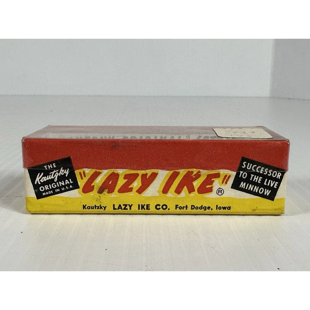 Vintage Kautzky Lazy Ike 1 KL-1 SIL Wooden Fishing Lure Original Box Brochure