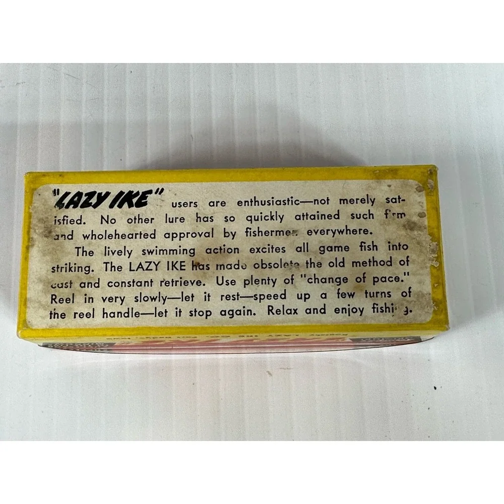 Vintage Kautzky Lazy Ike 1 KL-1 SIL Wooden Fishing Lure Original Box Brochure