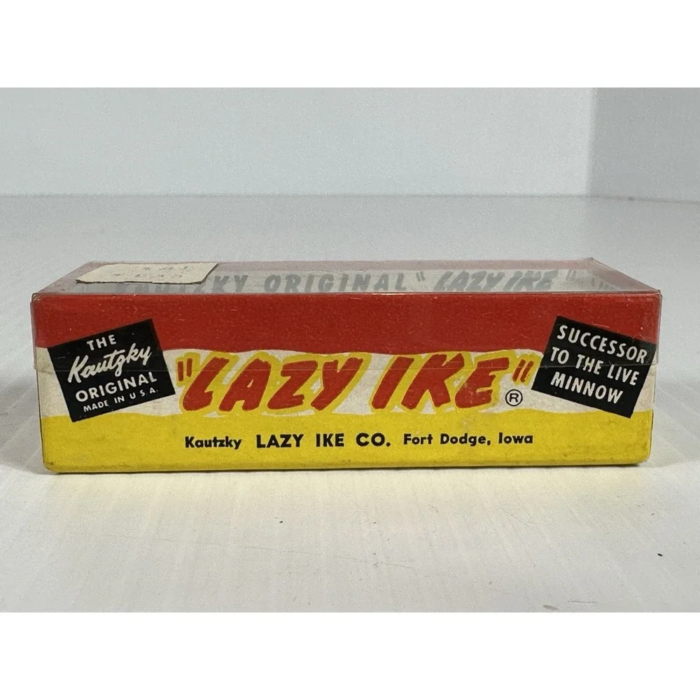 Vintage Kautzky Lazy Ike 1 KL-1 SIL Wooden Fishing Lure Original Box Brochure