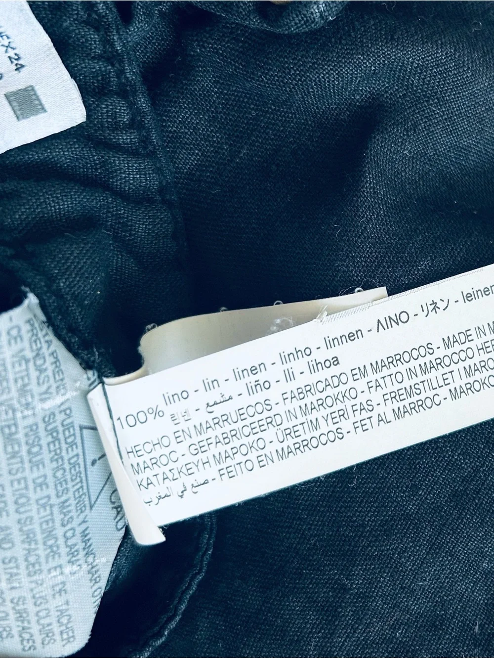 Zara Blk Linen Tapered Pants, XS