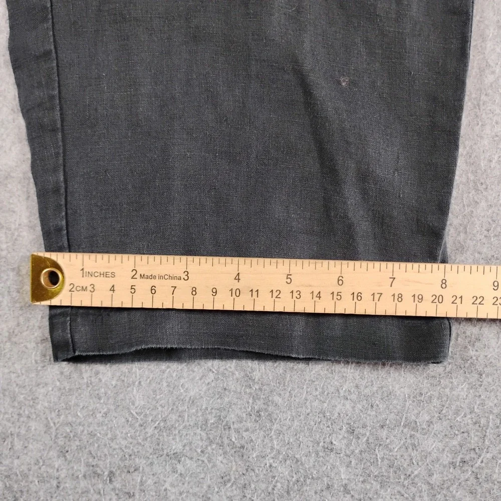 Quince European Linen Pants Womens Small Charcoal Gray Elastic Waist Wide Leg