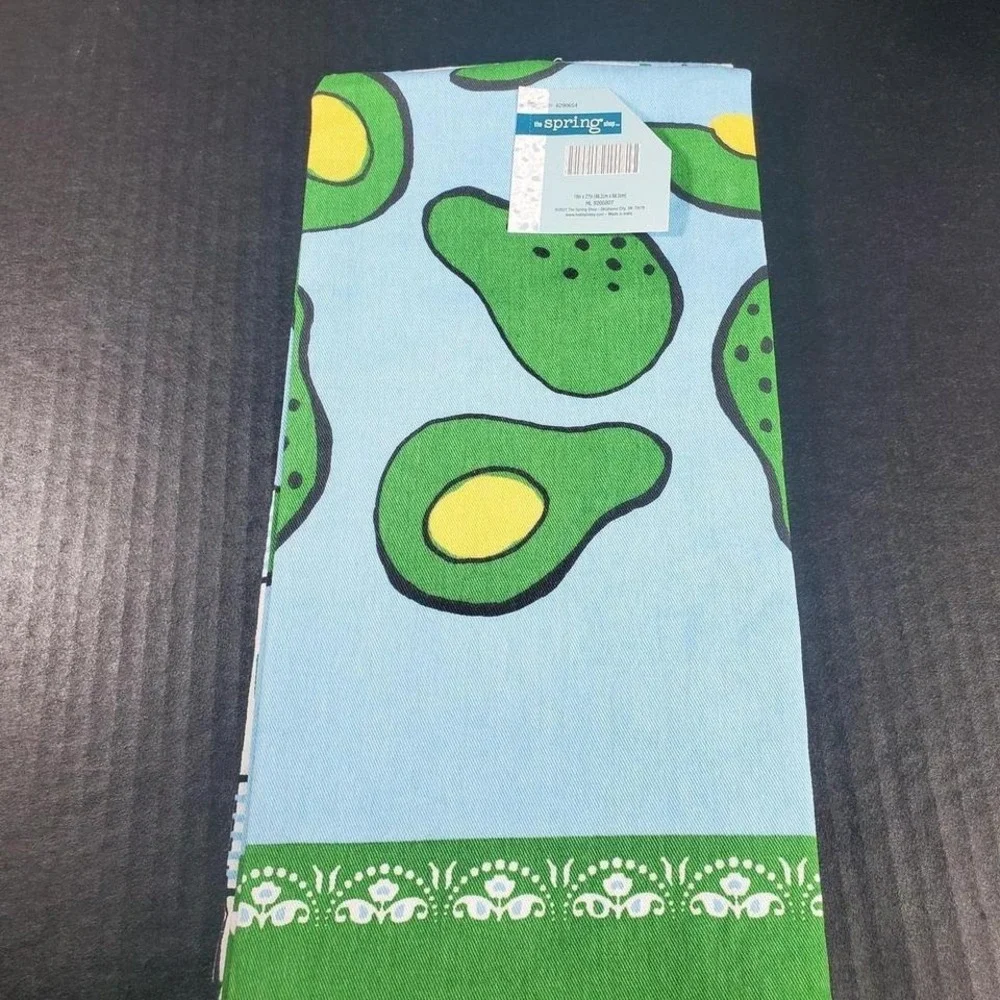 Kitchen Tea Towel Set AVOCADOS / PLAID Green Blue, Large 19
