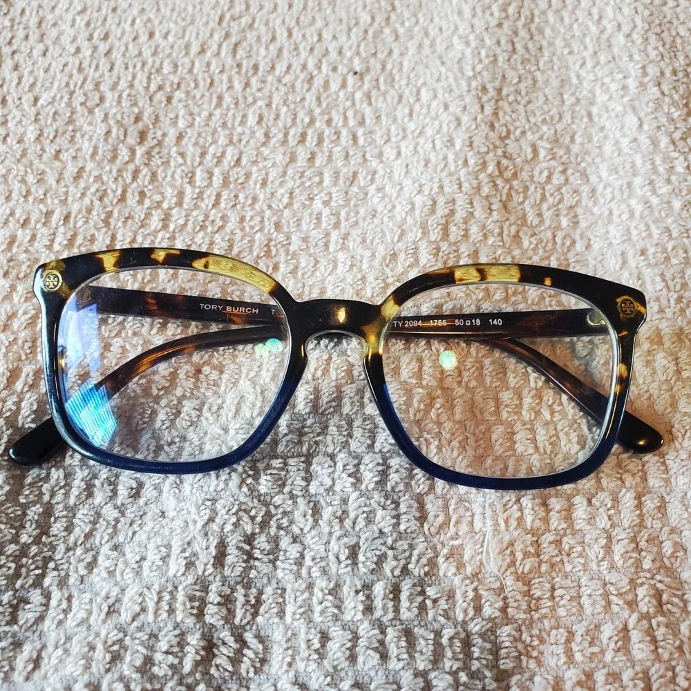 Tory Burch TY 2094 1755 Tortoise Blue Rectangular Eyeglasses Frames 50-18-140
