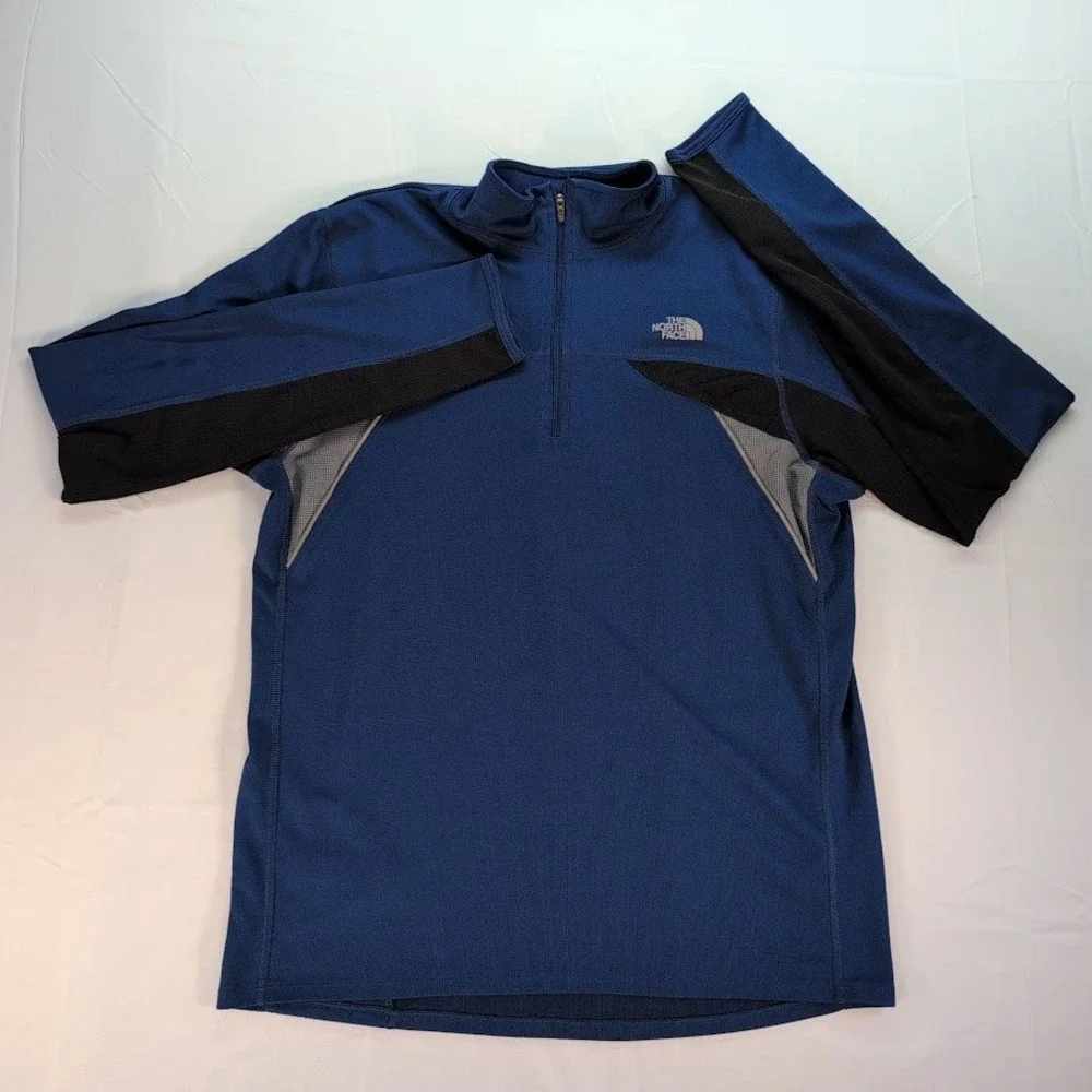 The North Face Flight Series Mens Medium 1/4 Zip Blue Black Pullover