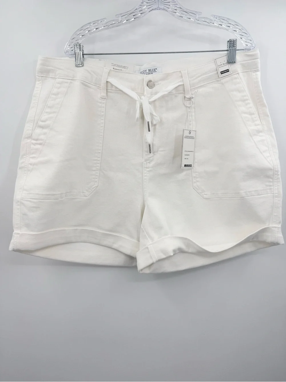 Judy Blue NWT White High Rise Cuffed Denim Jogger Shorts Size 3XL