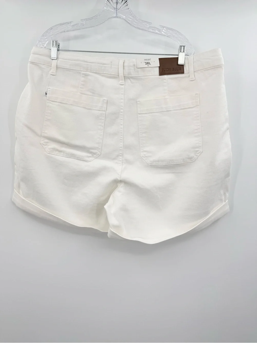 Judy Blue NWT White High Rise Cuffed Denim Jogger Shorts Size 3XL