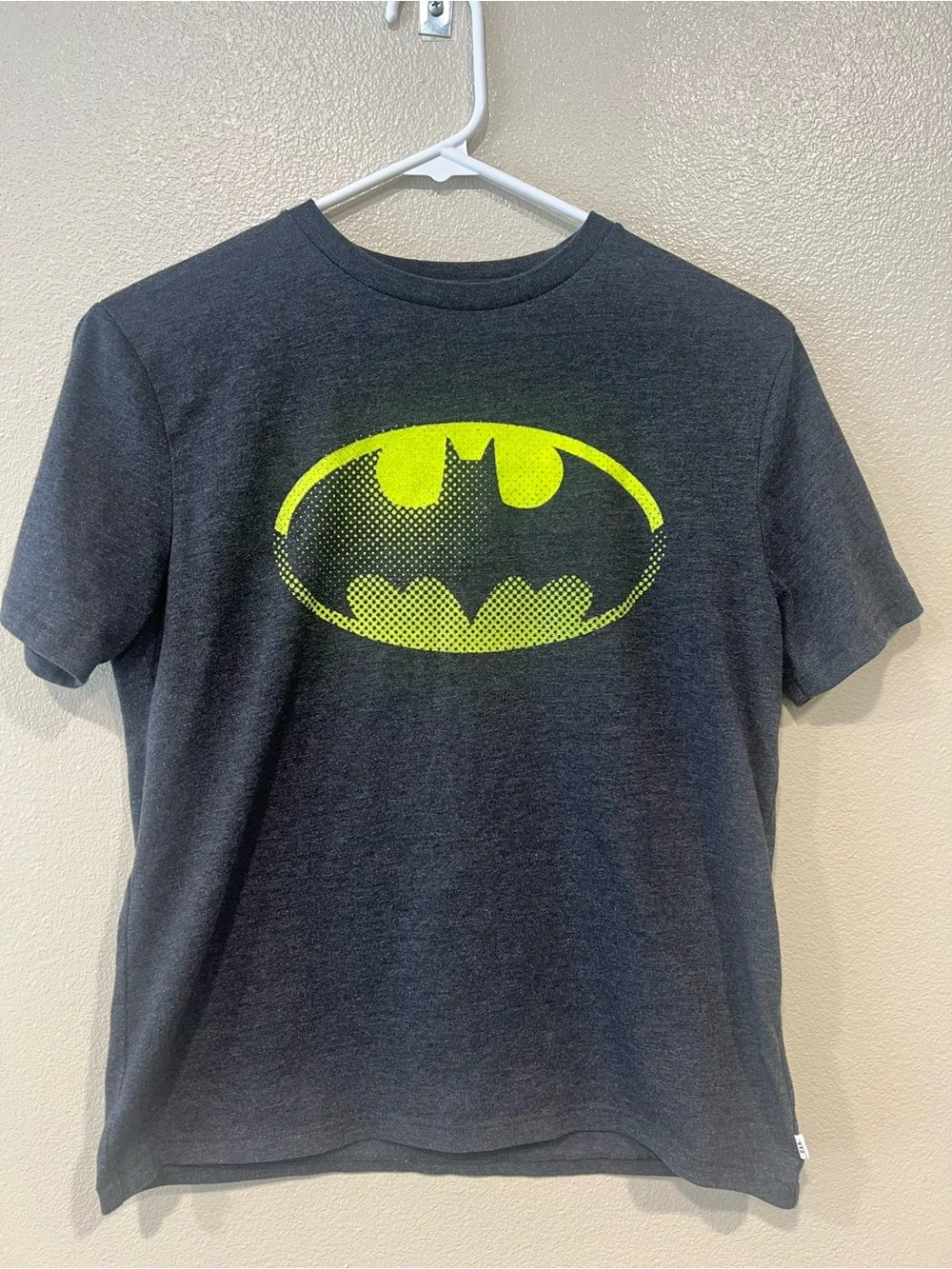 GAP Dark Gray Tee with Neon Yellow Batman Logo