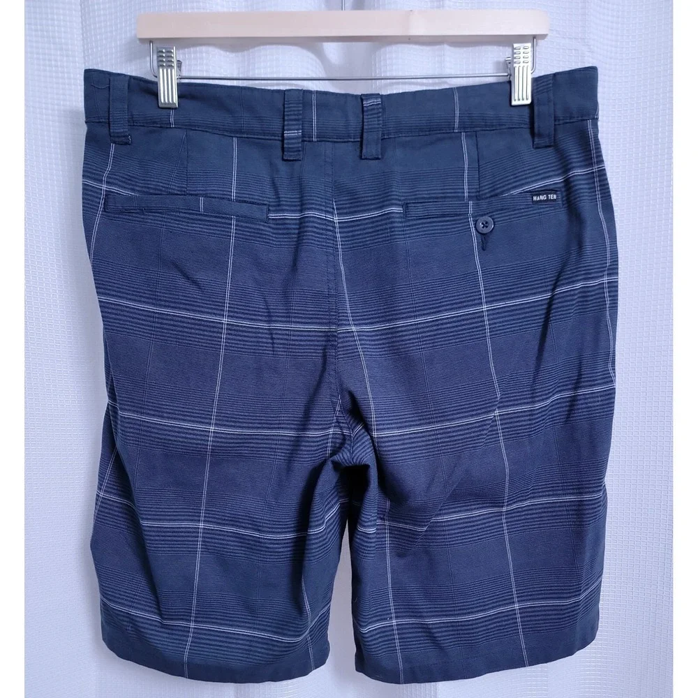 Hang Ten Steel Gray Plaid Hybrid Casual Board Shorts Men's size 36
