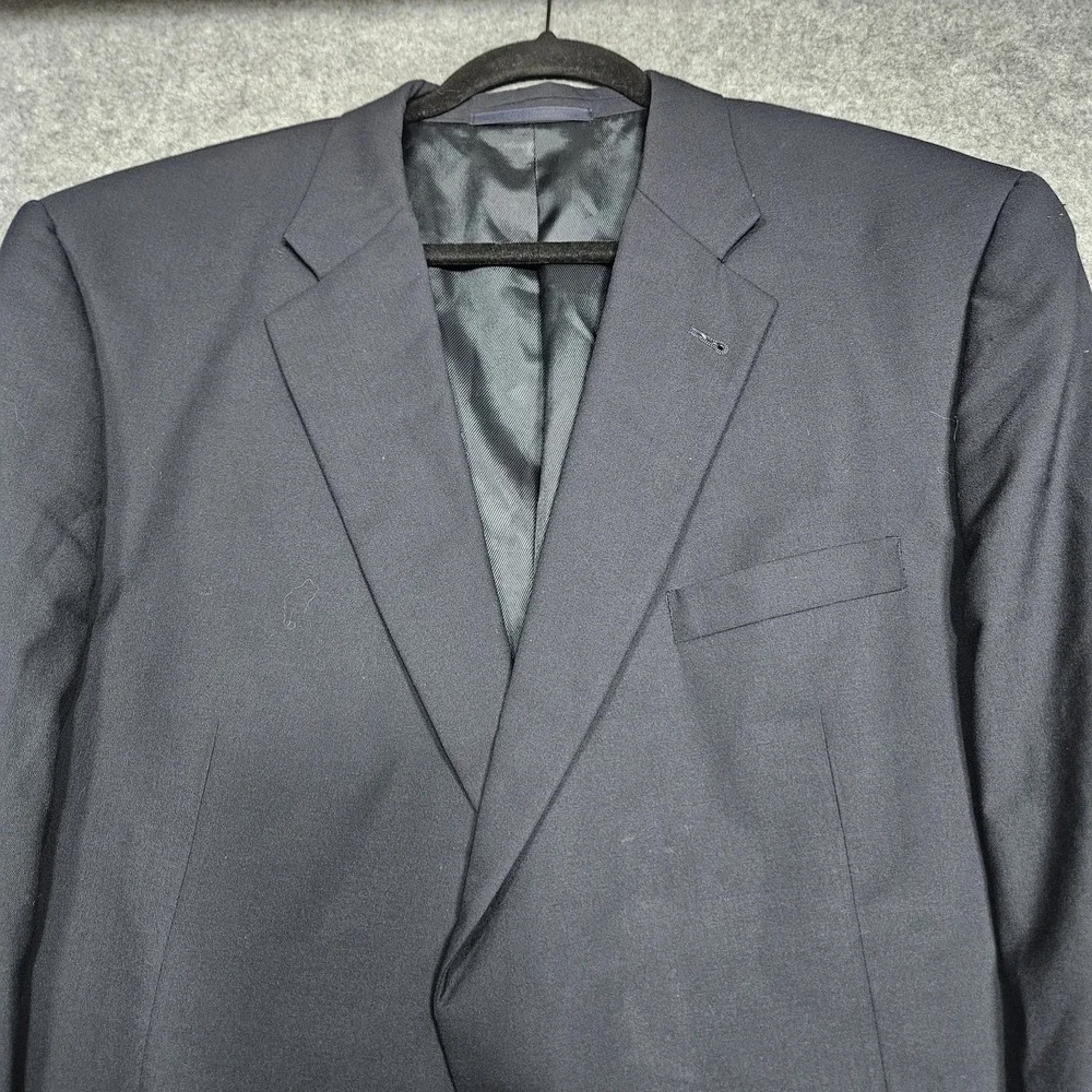 Vtg‎ Burberry London Blazer Mens 48L Navy Blue 100% Wool Single Breasted Button