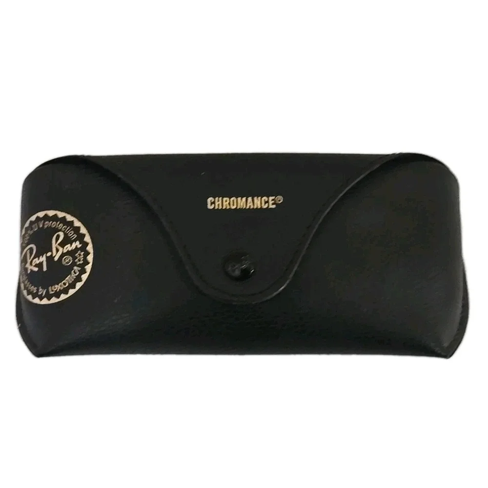Ray-Ban Chromance Sunglasses Case Only Black Faux‎ Leather Semi Soft Authentic