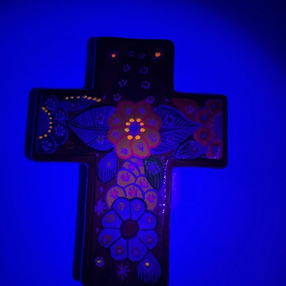 Colorful Novica Handmade in Mexico Floral Cross Wall Decor