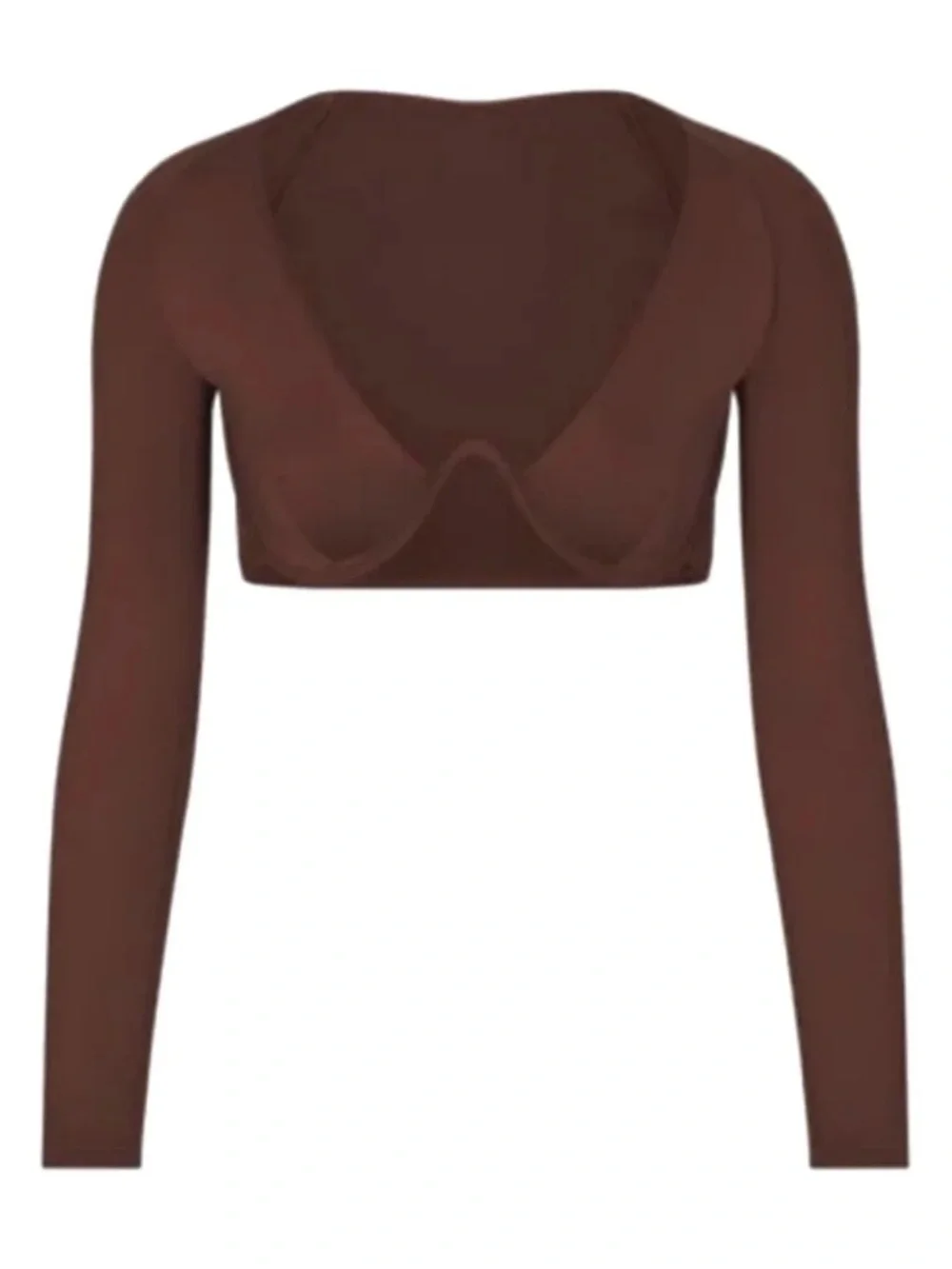 SKIMS Swim Long Sleeve Bikini Top in Cocoa NWT