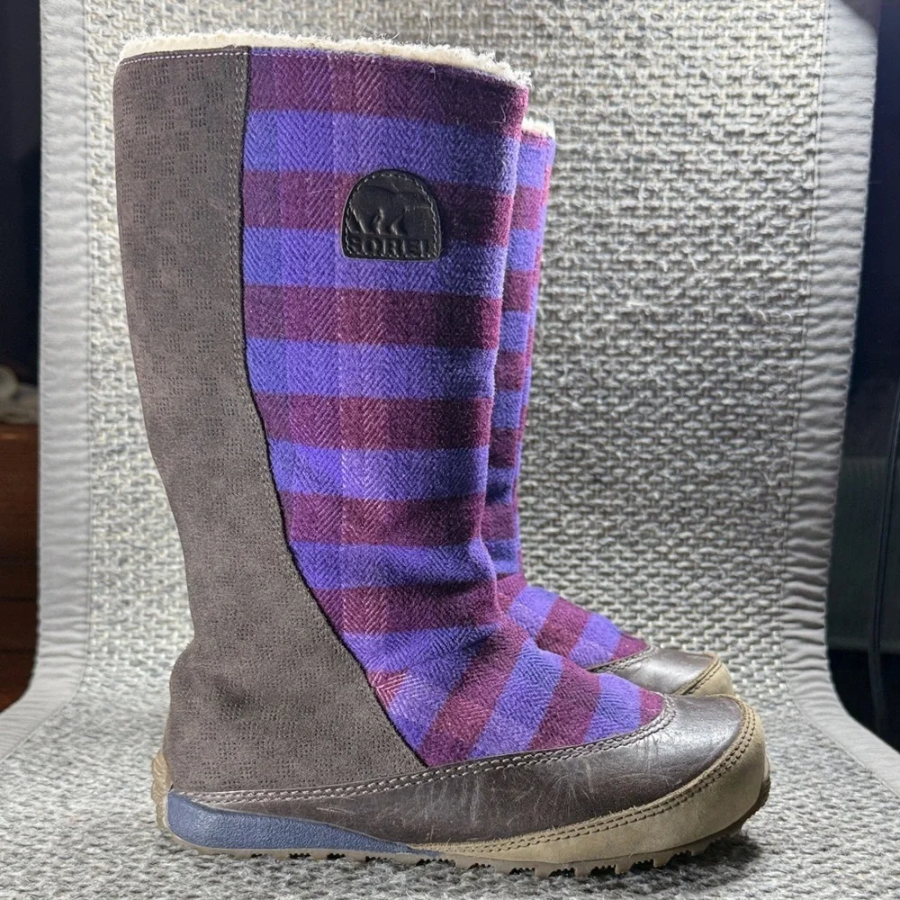 Sorel Plaid Winter Boots | Purple |‎ Fleece Lined | Women’s 7