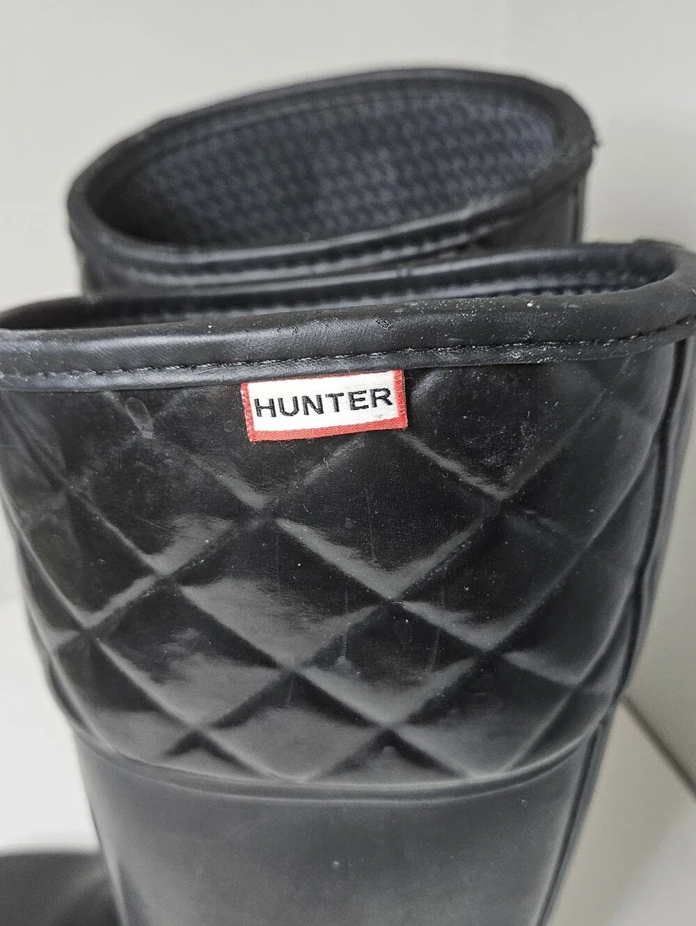 Hunter Boots Regent Rigley Quilted Riding Rain Black Rubber Women's 6