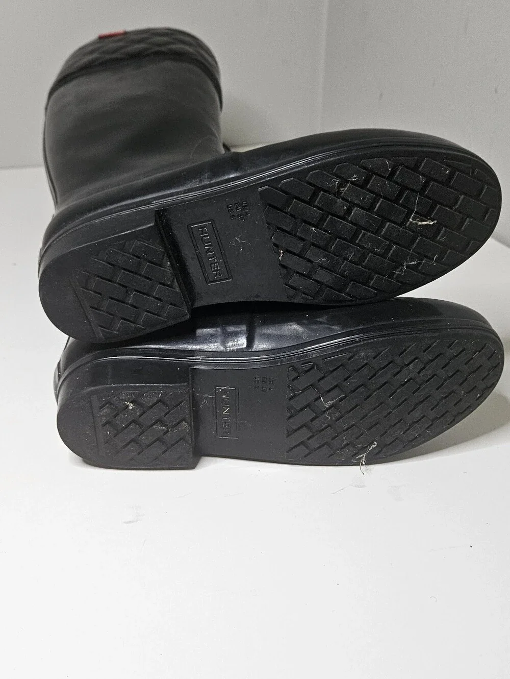 Hunter Boots Regent Rigley Quilted Riding Rain Black Rubber Women's 6