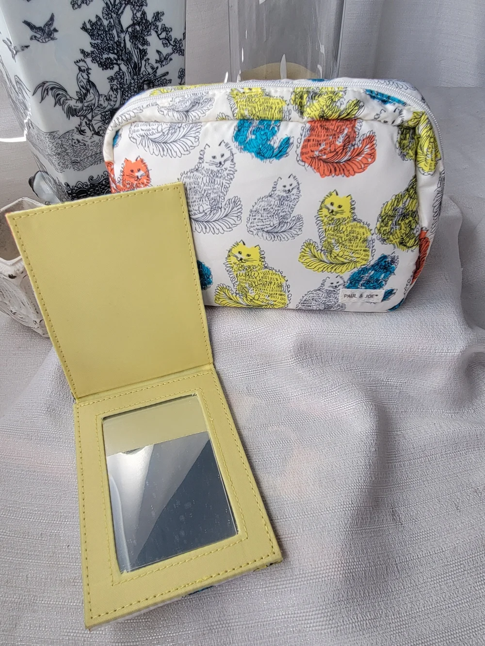 PAUL & JOE Cat Print Cosmetic Pouch & Mirror