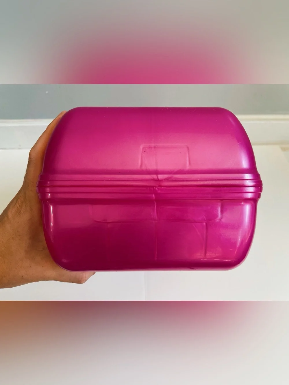 Vintage 90s Retro Caboodles Makeup Case Pink Shimmer Organizer Box Mirror USA