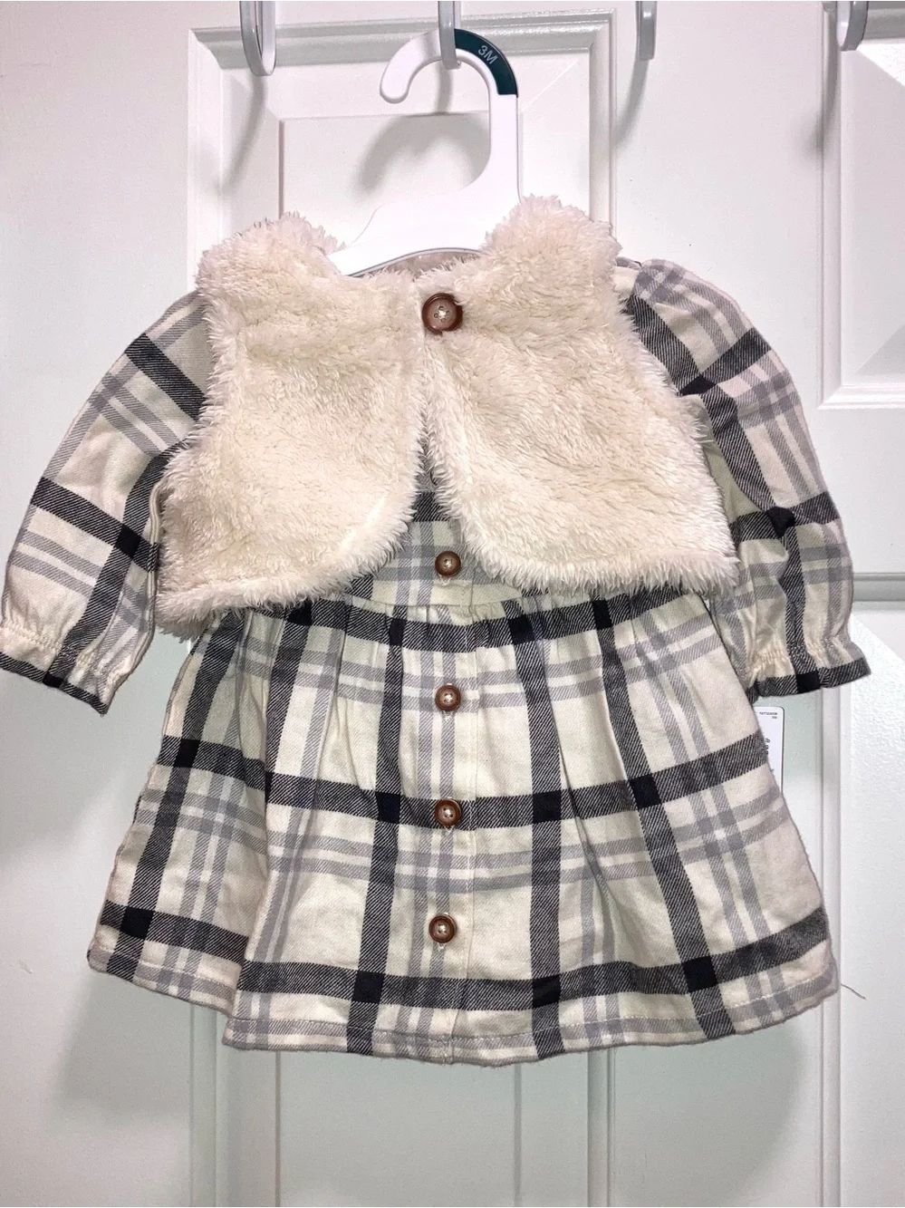 Carter's Just One You® Baby Girls' Plaid Vest Dress - Cream/Gray Size 3 Months