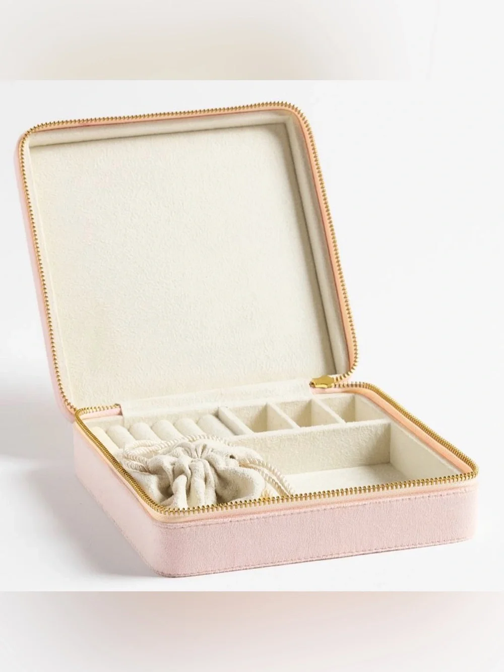 LoveShackFancy Blush Velvet Embroidered Jewelry Box, New in Box, Retail $99