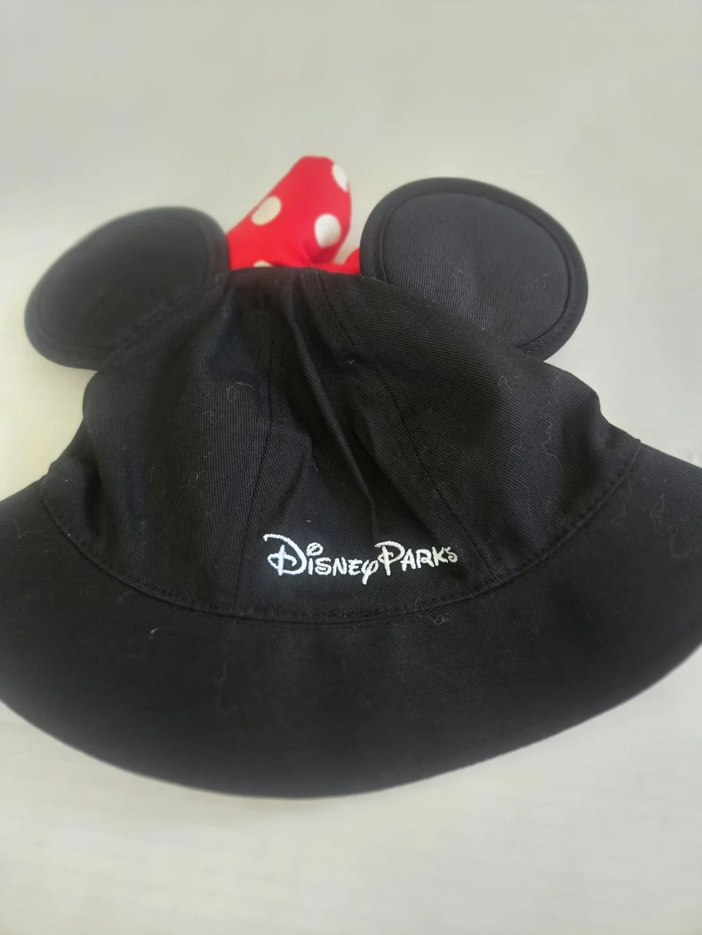 Disney Minnie Mouse Black Hat with Red Polka Dot Bow
