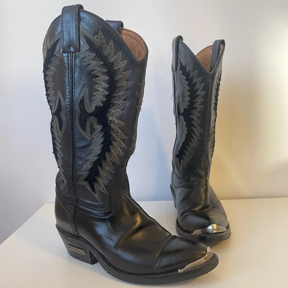 Vintage Harley Davidson Black Cowboy Boots Men’s 6.5