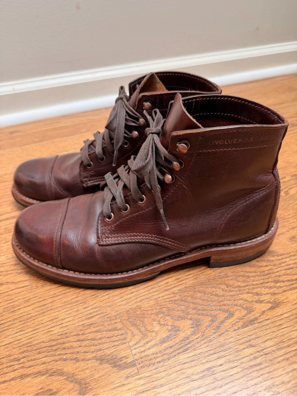 Wolverine 1000 Miles Vibram Men’s Brown Leather Lace-Up Boots