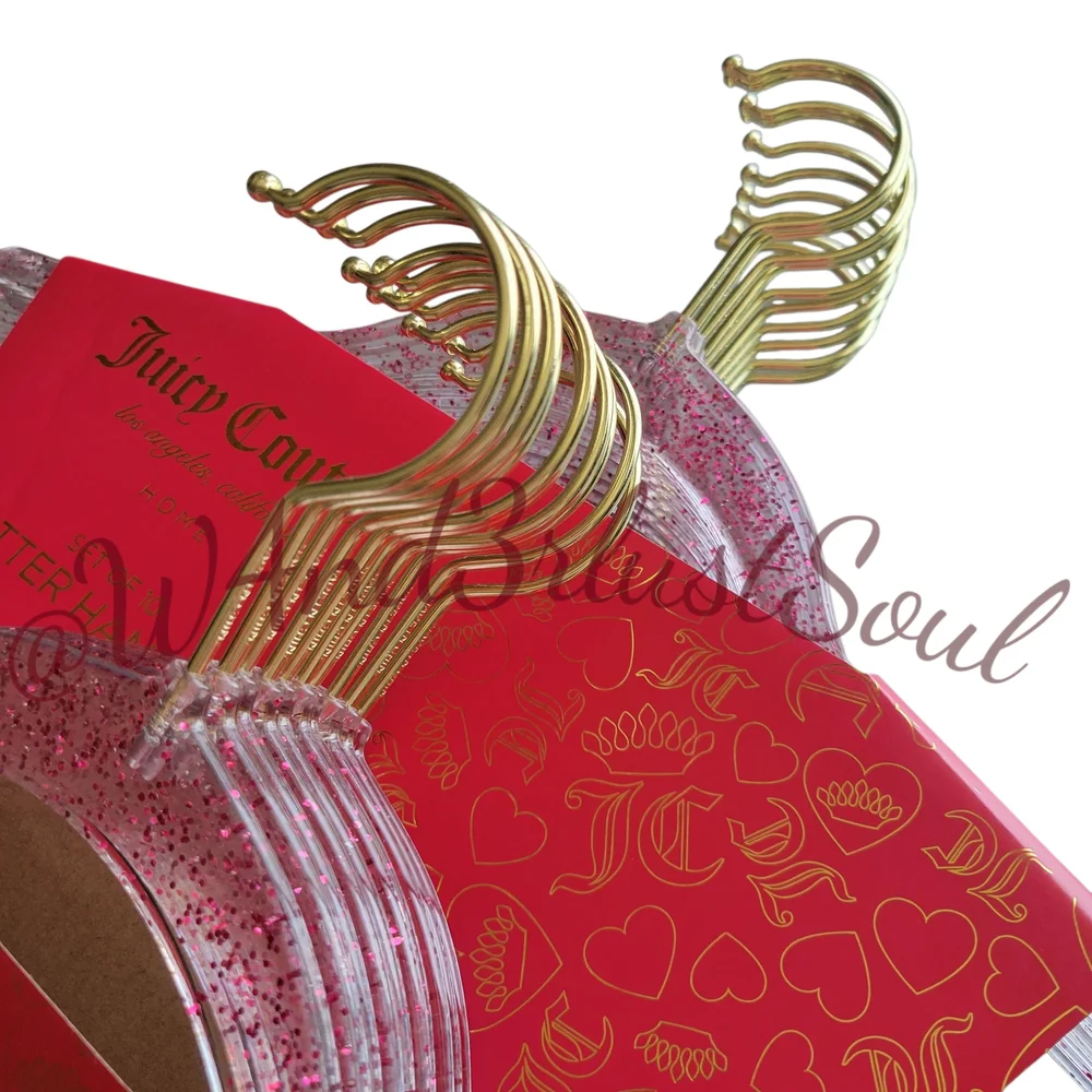 Juicy Couture Pink Gold Glitter Hangers Two Sets (20 Hangers Total) NWT