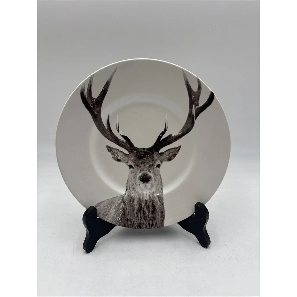 PIER 1 Imports Deer Stag  Decorative Holiday Decor Plate Dish 8.5