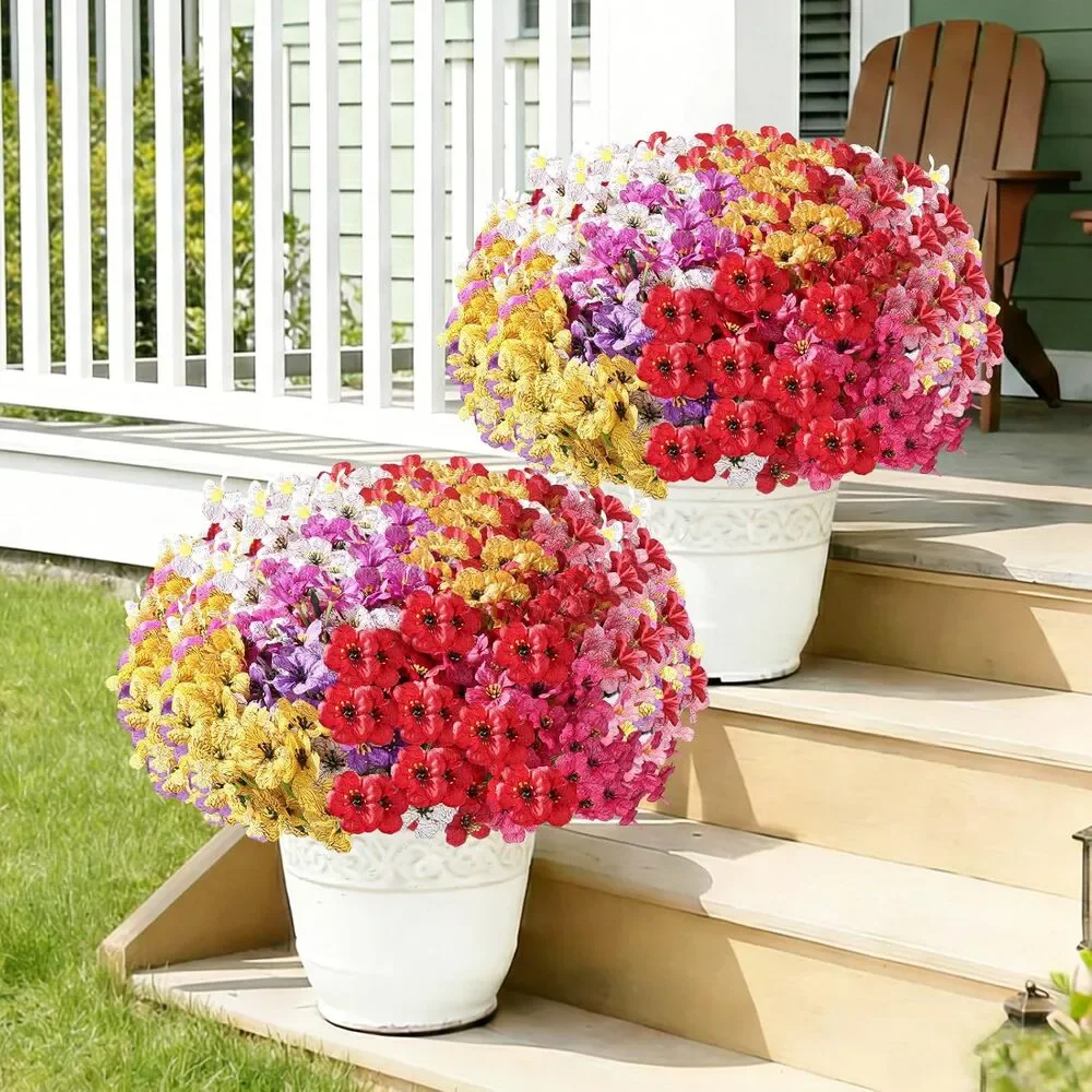 22 Pack Artificial Flowers, Outdoor Indoor, Faux Silk Flowers (Multi-Colour)